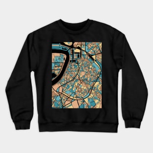 Antwerp Map Pattern in Mid Century Pastel Crewneck Sweatshirt